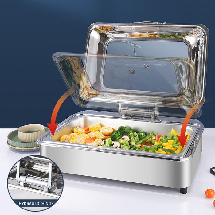 Chafing Dish Electric Glass Lid Stainless Steel 7 Litres Gn1/1 | Viccd528 Makfry