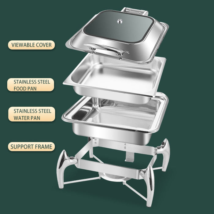 Chafing dish Glass lid Stainless steel 7 litres GN1/1 |  VICLH2103 Makfry