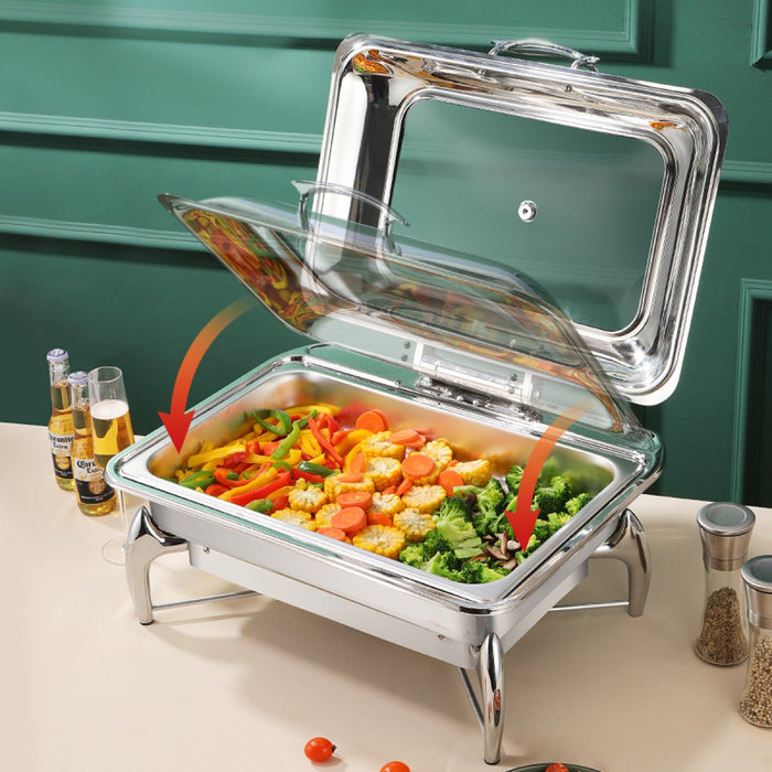Chafing dish Glass lid Stainless steel 7 litres GN1/1 |  VICLH2103 Makfry