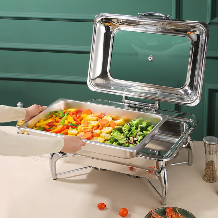 Chafing dish Glass lid Stainless steel 7 litres GN1/1 |  VICLH2103 Makfry