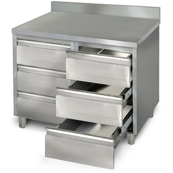 Commercial drawer cabinet Stainless steel 6 drawers Upstand Width 1000mm Depth 700mm |  VIG107S6A