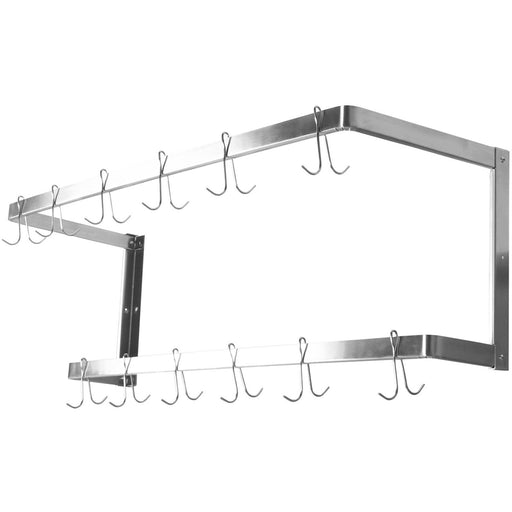 Commercial U-Style Wall Mounted Double Line Pot Rack with 12 Hooks Stainless Steel 900x300x300mm |  VMR0930U Makfry