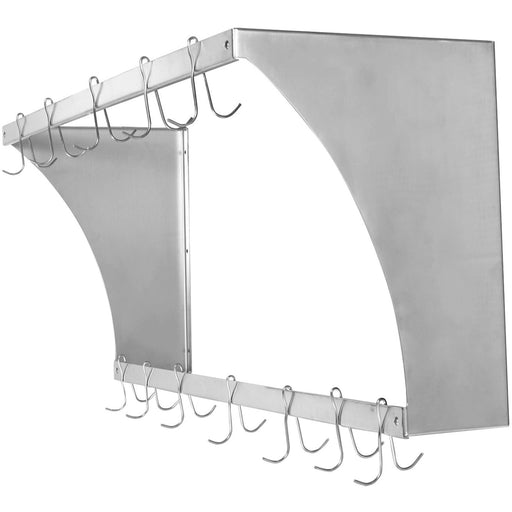 Commercial Wall Mounted Double Line Pot Rack with 12 Hooks Stainless Steel 900x300x300mm |  VMR0930 Makfry