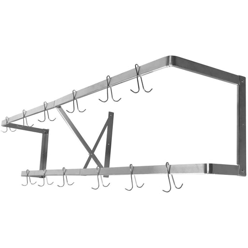 Commercial U-Style Wall Mounted Double Line Pot Rack with 12 Hooks Stainless Steel 1200x300x300mm |  VMR1230U Makfry