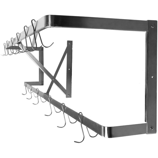 Commercial U-Style Wall Mounted Double Line Pot Rack with 12 Hooks Stainless Steel 1500x300x300mm |  VMR1530U Makfry