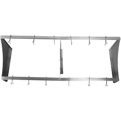Commercial Wall Mounted Double Line Pot Rack with 12 Hooks Stainless Steel 1200x300x300mm |  VMR1230 Makfry