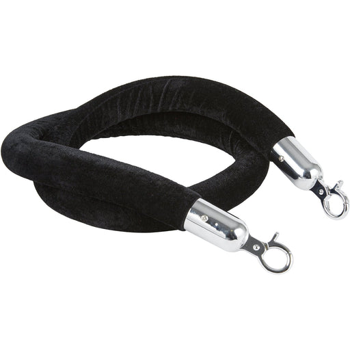 Black Velvet Stanchion Rope with Silver ends 1.5m |  VR01BS Makfry