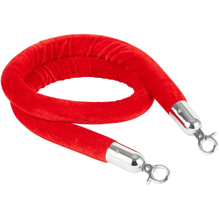 Red Velvet Stanchion Rope with Silver ends 1.5m |  VR01RS