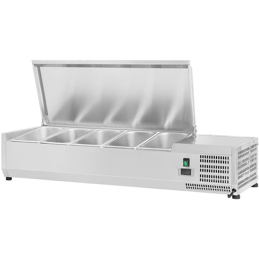 Refrigerated Servery Prep Top 1200mm 5x Gn1/4 Depth 330mm Stainless Steel Lid | Ea12 Makfry