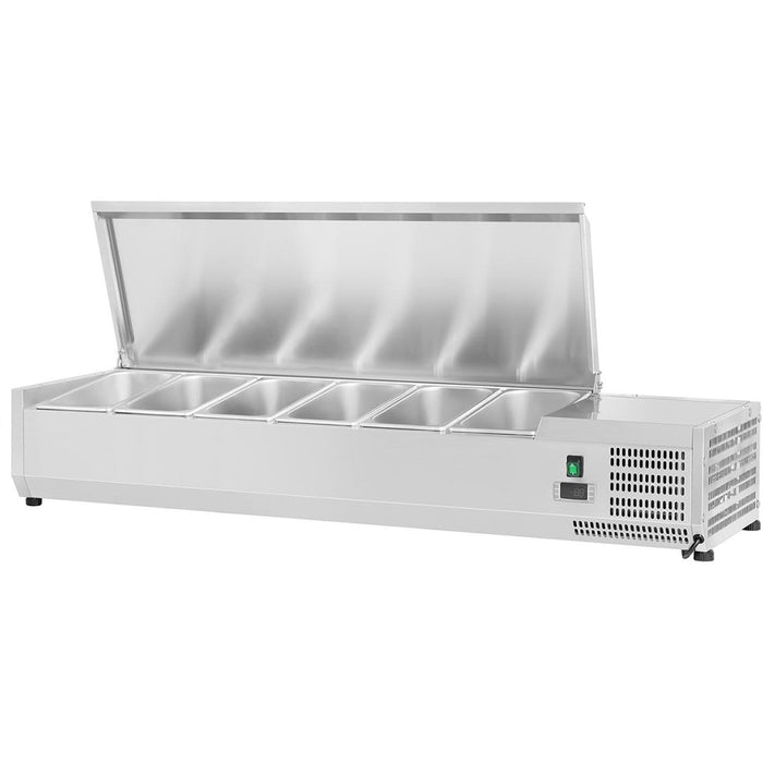 B Grade Refrigerated Servery Prep Top 1400mm 6x Gn1/4 Depth 330mm Stainless Steel Lid | Ea14 B Grade Makfry