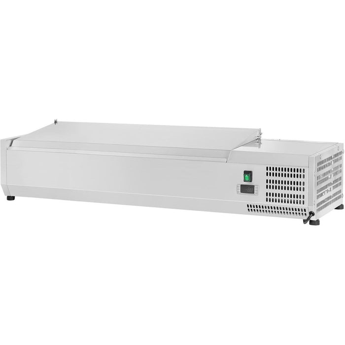 Refrigerated Servery Prep Top 1600mm 7xGN1/4 Depth 330mm Stainless steel lid |  EA16