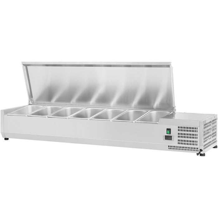 Refrigerated Servery Prep Top 1600mm 7xGN1/4 Depth 330mm Stainless steel lid |  EA16