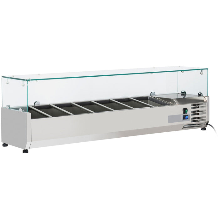 Refrigerated Servery Prep Top 1600mm 7x Gn1/3 Glass Cover | Thv1600/380 Makfry