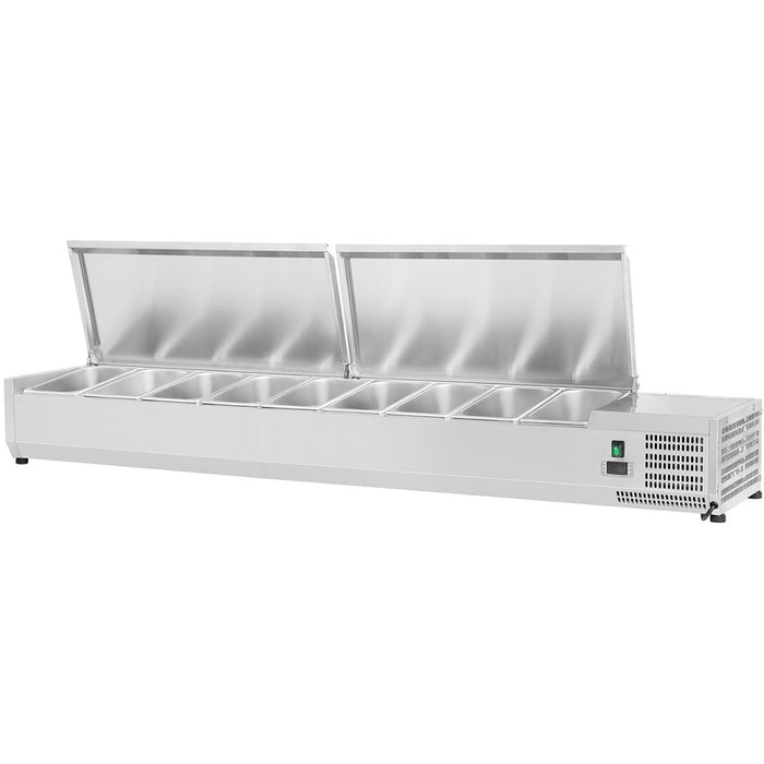Refrigerated Servery Prep Top 1800mm 9x Gn1/4 Depth 330mm Stainless Steel Lid | Thvd1800/330 Makfry