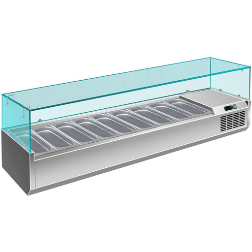 Refrigerated Servery Prep Top 1600mm 7x Gn1/3 Glass Cover | Gt516 Makfry