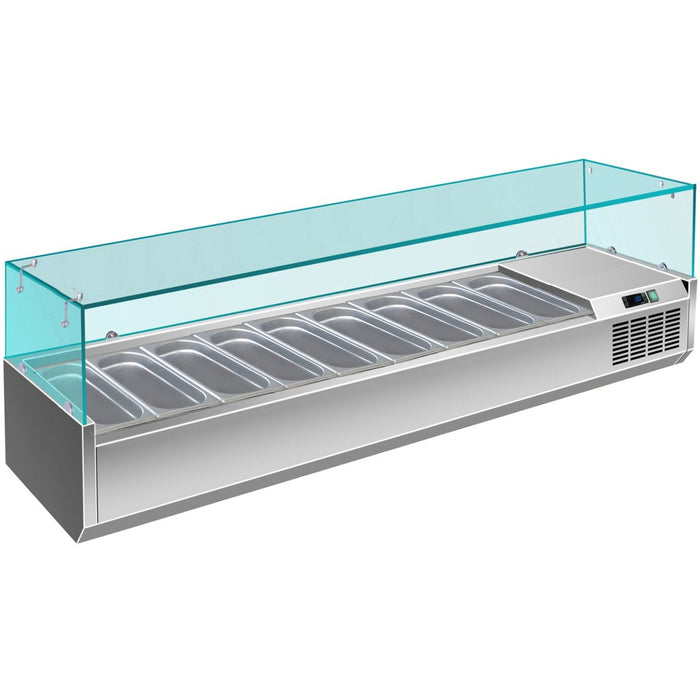 Refrigerated Servery Prep Top 1600mm 7x Gn1/3 Glass Cover | Gt516 Makfry