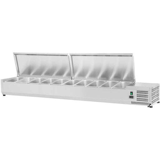 Refrigerated Servery Prep Top 2000mm 9x Gn1/3 Depth 380mm Stainless Steel Lid | Vrx2000/380 Ss Makfry