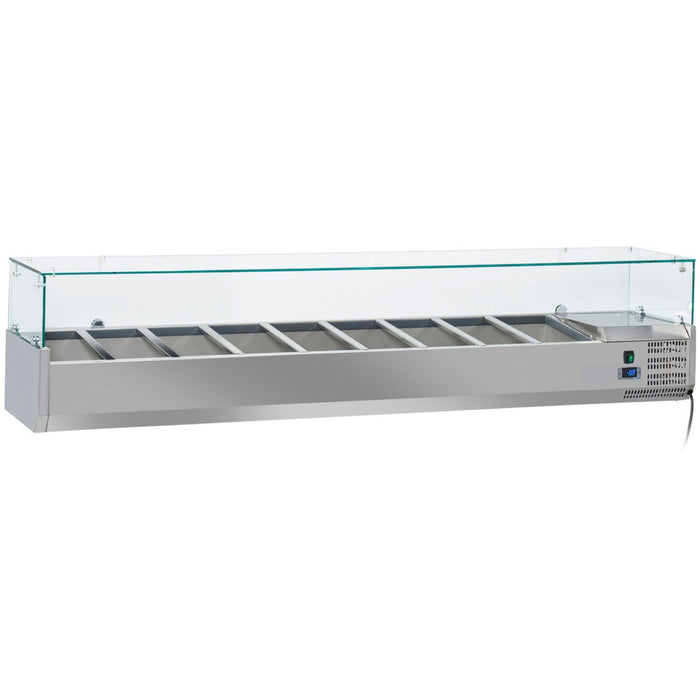 Refrigerated Servery Prep Top 9x Gn1/3 2000x395x435mm Glass Top | Thv2000/380 Makfry