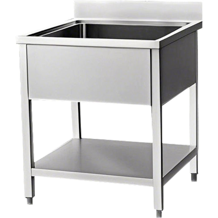 Commercial Sink Stainless Steel 1 Bowl Bottom Shelf Splashback 700x600x950mm | Vs76 Bs Makfry
