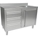 Commercial Sink With Cupboard And 3 Drawers Stainless Steel 1 Bowl Right Splashback 1200x600x950mm | Vsc126 Rbs3 Ld Makfry