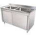 Commercial Sink With Cupboard Stainless Steel 2 Bowls Centre Splashback 1400x700x950mm | Vsc147 Bt Makfry