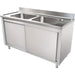 Commercial Stainless Steel Sink With Cupboard &Amp; Splashback 2 Bowls 1200x600x850mm | Qnh1004 Makfry