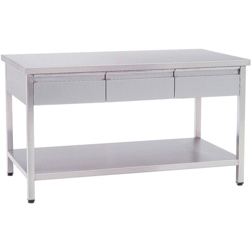 Professional Work Table Stainless Steel 3 Drawers Bottom Shelf 1500x700x850mm | Vt1573 D Makfry
