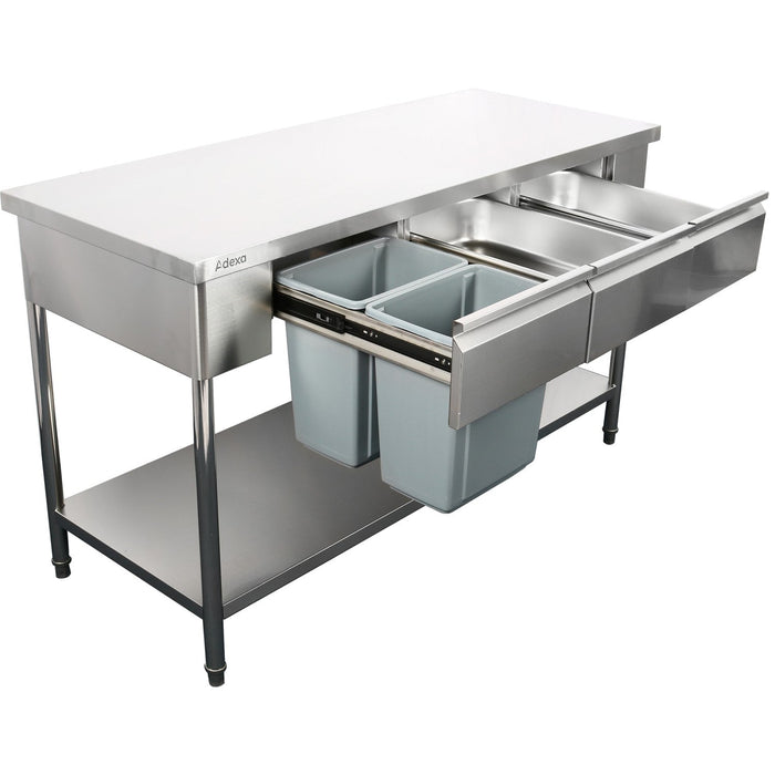 Premium Commercial Work Table With 3 Drawers Stainless Steel Bottom Shelf 1800x600x900mm | W218180603 D Makfry