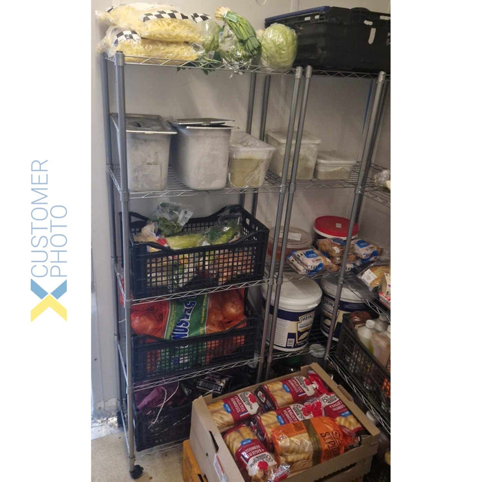 Professional Wire Shelving Unit 5 tier Grey Mobile 560x350x1600mm |  W5T Makfry