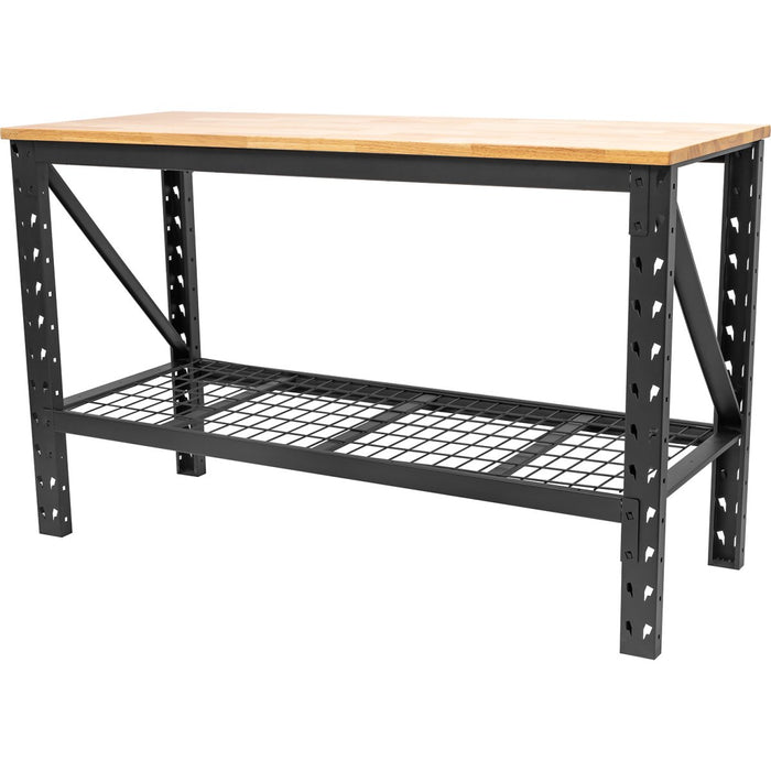 B GRADE Professional Heavy Duty Steel Workbench with Rubberwood Worktop 800kg Width 1520mm with Undershelf |  WB6024 B GRADE