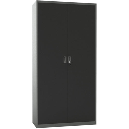 Heavy Duty Grey And Black 2 Door Lockable Steel Tool Cabinet With 4 Adjustable Shelves 900x380x1800mm | Wg27 Makfry