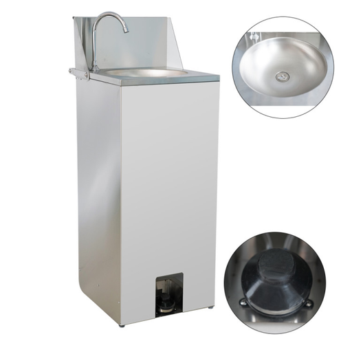 Foot Operated Mobile Wash Basin With Backsplash &Amp; Castors Stainless Steel | Whf278 Makfry