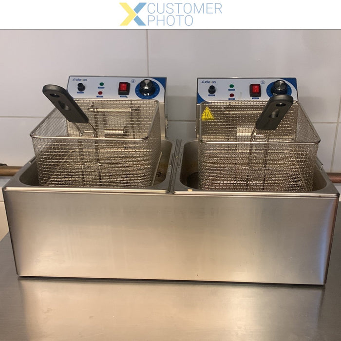 Commercial Double Deep Fat Fryer 10 + 10 litres 3kW Countertop |  WH162A