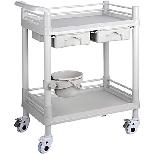 Professional 2 Tier Mobile Trolley 2 Drawers ABS 645x445x900mm |  WH2MT6544D2 Makfry