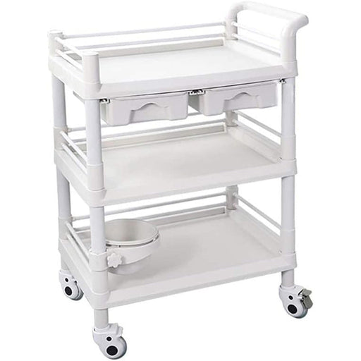 Professional 3 Tier Mobile Trolley 2 Drawers ABS 750x530x980mm |  WH3LT7553D2 Makfry