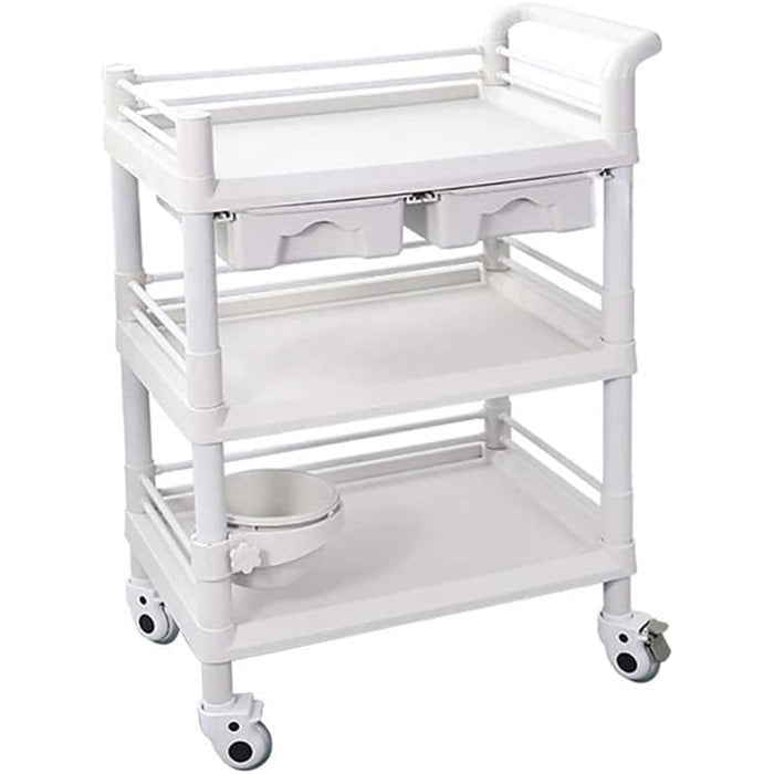Professional 3 Tier Mobile Trolley 2 Drawers ABS 750x530x980mm |  WH3LT7553D2 Makfry