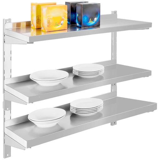 Height Adjustabe Wall shelf 3 levels 1400x300x1100mm Stainless steel |  VWS1433 Makfry