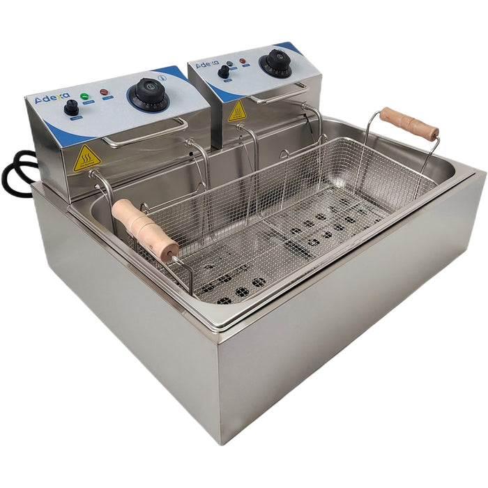 Commercial Twin Fryer Electric 14 litre 2.5+2.5kW Countertop |  WHCD171