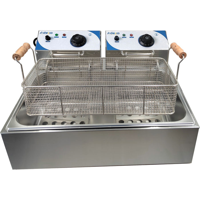 Commercial Twin Fryer Electric 14 litre 2.5+2.5kW Countertop |  WHCD171