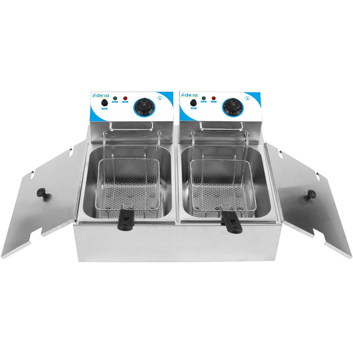 Commercial Twin Fryer Electric 8+8 litre 2.5+2.5kW Countertop |  WHCDFD