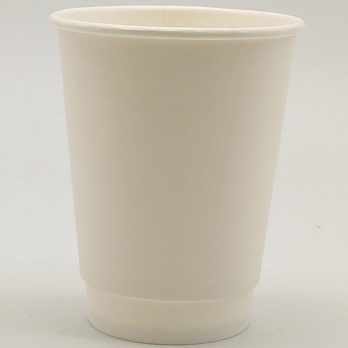 500pcs Compostable Coffee Cups Double wall 12oz/355ml White |  WHDW12OZ