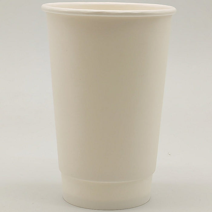 500pcs Compostable Coffee Cups Double wall 16oz/473ml White |  WHDW16OZ Makfry