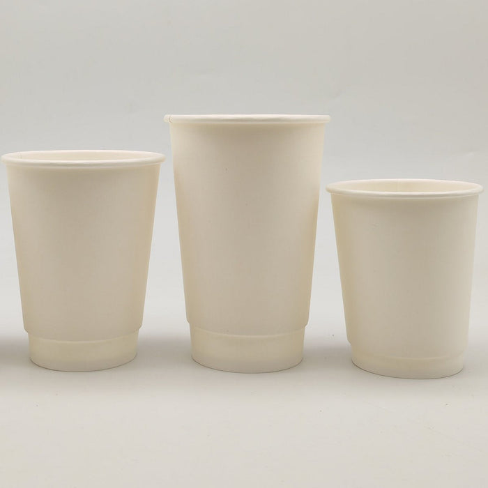 500pcs Compostable Coffee Cups Double wall 16oz/473ml White |  WHDW16OZ Makfry