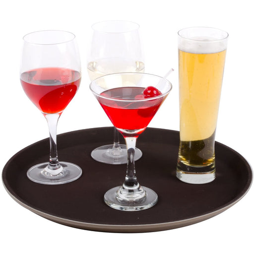 Non-skid Serving tray Super plastic Round 11" Black |  WHF1100 Makfry
