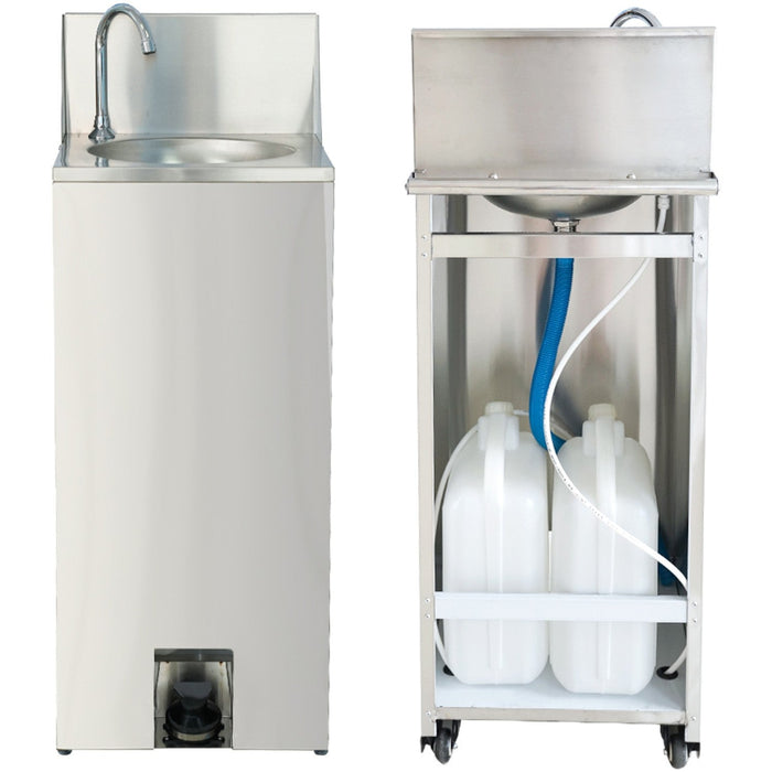 B Grade Foot Operated Mobile Wash Basin With Backsplash Paper Towel Dispenser &Amp; Castors Stainless Steel | Whf278 B Grade Makfry