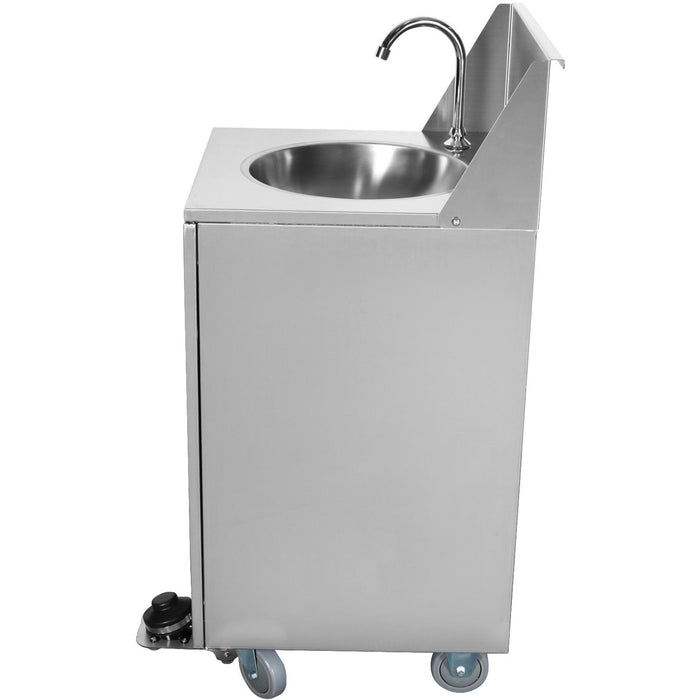 Foot Operated Economic Mobile Wash Basin With Backsplash &Amp; Castors Stainless Steel | Whf278 E Makfry