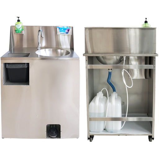 Foot Operated Mobile Wash Basin With Backsplash Paper Towel Dispenser &Amp; Castors Stainless Steel | Whf277 Makfry