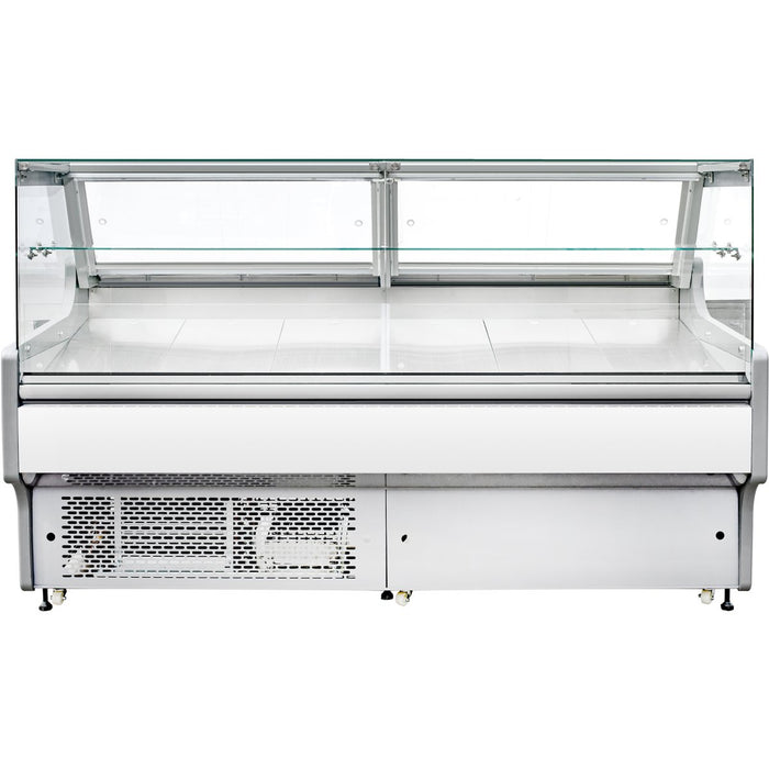 Serve over Deli counter White front Straight glass front Width 2580mm |  WHITE2609SG