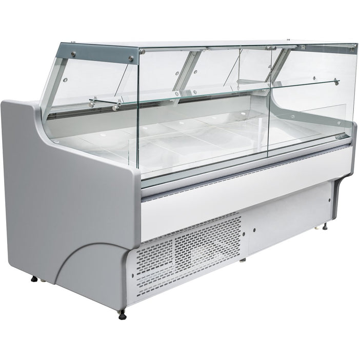 Serve over Deli counter White front Straight glass front Width 1330mm |  WHITE1309SG