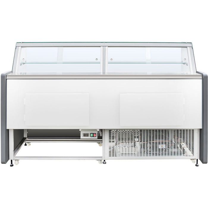Serve over Deli counter White front Straight glass front Width 2580mm |  WHITE2609SG